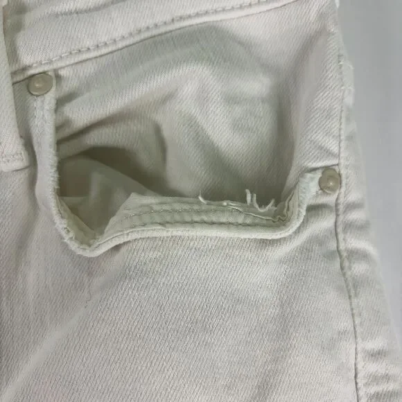 MOTHER Mother The Mid Rise Dazzler Crop Fray Cream Puffs Jeans Women’s - Picture 3 of 4